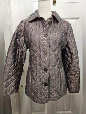Chico’s Metallic Snake Print Quilted Jacket Size 0 / US 4-6 EUC